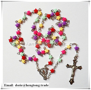 Rosarios de Moda al por Mayor, Collar de Estrella Mini Multicolor con Crucifijo Cristiano, Rosarios con Crucifijo de Jesús - Product Image 2