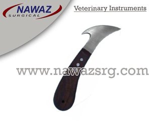 Couteau à sabot outils de coupe manche en bois noir Instruments vétérinaires lame ronde en acier inoxydable couteau à sabot de cheval - Product Image 2