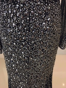 Abito da Sera Sexy <span class=keywords><strong>Nero</strong></span> Scintillante con Perline, Stile Sirena, Maniche Lunghe, Lussuoso con Strass Trasparenti, <span class=keywords><strong>Vestito</strong></span> da Cerimonia ML266 - Product Image 3