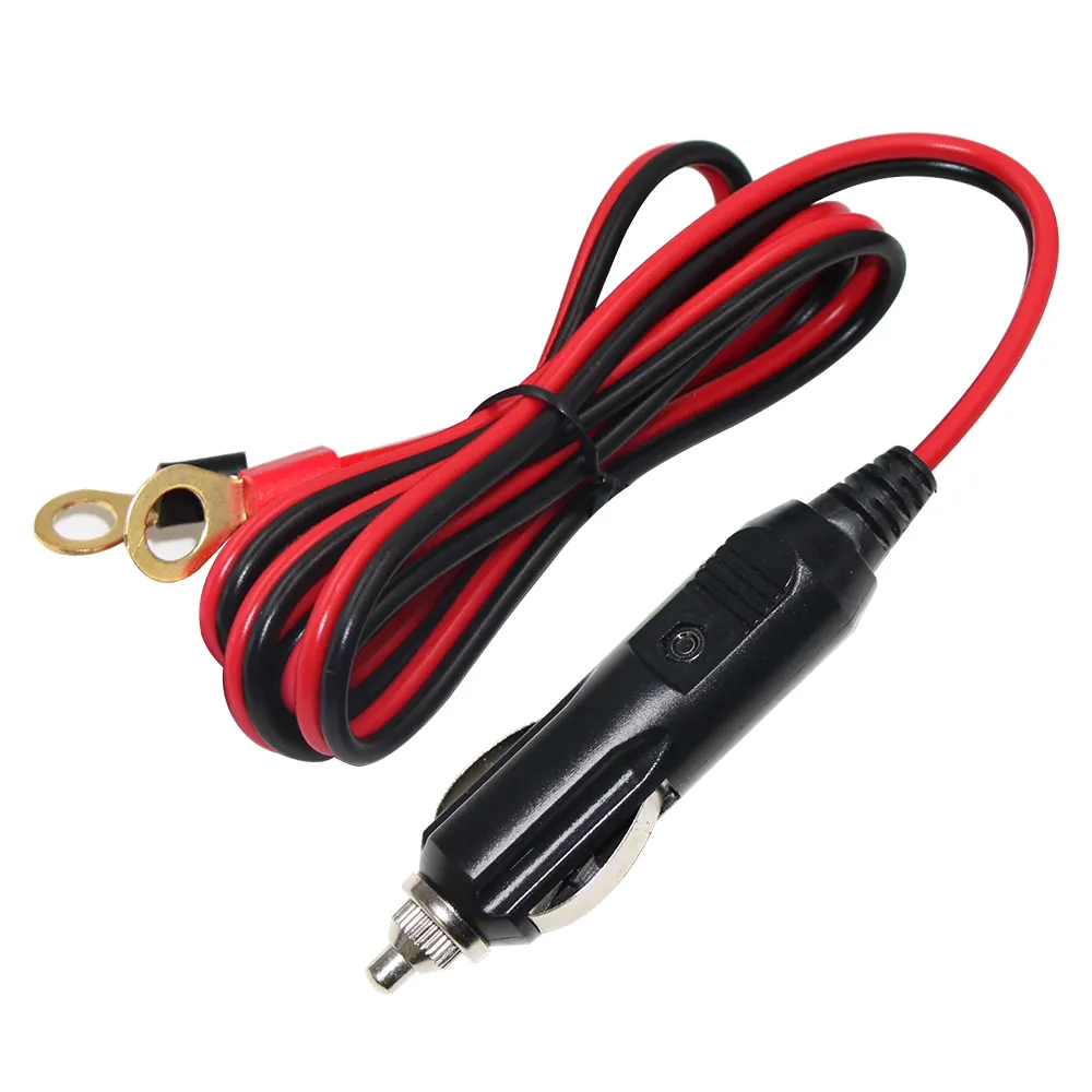Adattatore Accendisigari Auto 12V-24V Con Cavo 2m E Morsetti A Occhiello, Fusibile 20A E LED