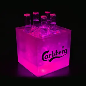 Mini seau à glace électrique à LED, couleur changeante, refroidisseur, carré à Double couche, pour Bar, pour bière