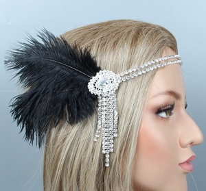Bestdance-Diadema con plumas, tocado de novia <span class=keywords><strong>Vintage</strong></span>, 1920s, gran Gatsby - Product Image 5