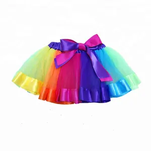 多色女婴彩虹芭蕾舞短裙儿童女孩公主舞蹈薄纱裙