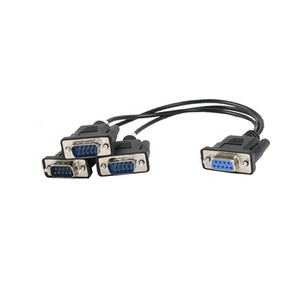 28AWG 30AWG 9 Pin D-sub Db9P RS232 femmina a 3 porte DB9 maschio Y Splitter cavo dati seriali