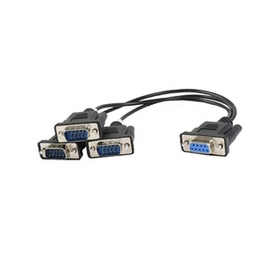 9 Pin D-sub Db9 RS232 Female Ke 3 Ports DB9 Kabel Serial Splitter Male