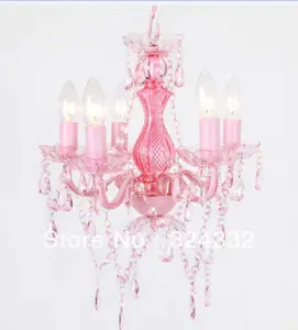 Pink lampshade home decoration crystal acrylic children chandelier lighting