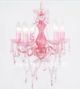 Lâmpada rosa de decoração de casa, cristal acrílico, crianças, lustre, iluminação