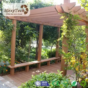 Gazébo de terrasse en bois naturel, parc composite WPC pour jardin et cour, livraison gratuite
