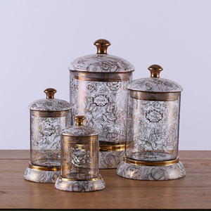 Kitchen ceramic and glass canister sets four size ceramic storage jar under high quality and low price