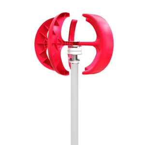 Turbine éolienne verticale rouge à 5 lames 300W avec vitesse de démarrage faible, VAWT 12V 24V avec contrôleur étanche 600W