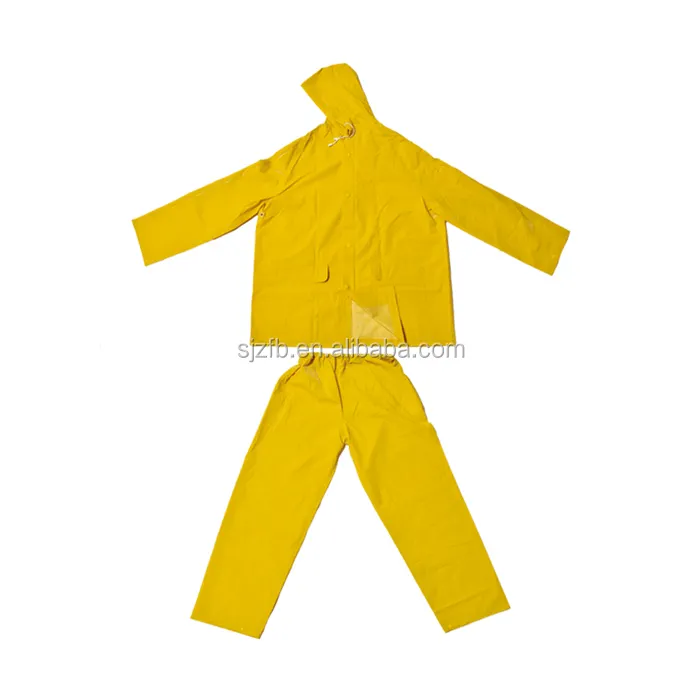 Unisex Vàng Pvc Áo Mưa Và Quần, Pvc/Polyester Rainsuit Với Băng Phản Quang