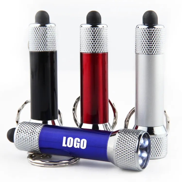 Venta al por mayor de encargo de aluminio Mini 5 LED linterna clave cadenas mano antorcha con grabar el logotipo