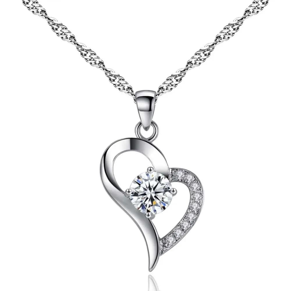 Romantic Lovely Heart Shape AAA Cubic Zirconia Pendant Necklace Gift Jewelry