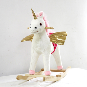 Đồ Chơi Động Vật Cho Trẻ Em, Kỳ Lân, Ngựa Bập Bênh Bằng Vải Nhung Lông, Có Đôi Cánh Vàng - Product Image 3
