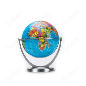 Vintage Illuminated Blue Ocean Desktop Globe Rotating World Earth Globe Model in Geography With Stand