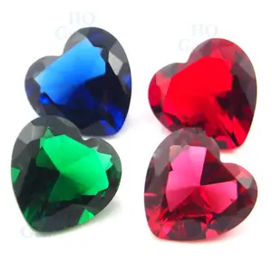 HQ Gems 10 × 10ミリメートルWholesale Synthetic Crystal Stone Red Heart Shape Glass Stone