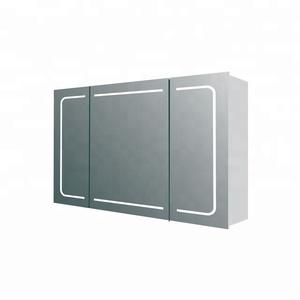 Meuble-lavabo de salle de bain moderne <span class=keywords><strong>Armoire</strong></span> à <span class=keywords><strong>pharmacie</strong></span> à 3 panneaux avec miroir 50 "Large <span class=keywords><strong>armoire</strong></span> à <span class=keywords><strong>pharmacie</strong></span> triple horizontale à montage en surface - Product Image 4