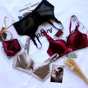 Mixed color mixed size Fashion sexy style bowknot soft silk sexy bra brief sets women lingerie bra set