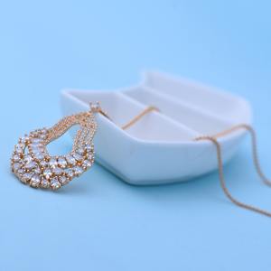 LUOTEEMI Champagne chapado en oro de diamantes circón cúbico colgante grande colgante de collar para las mujeres - Product Image 5