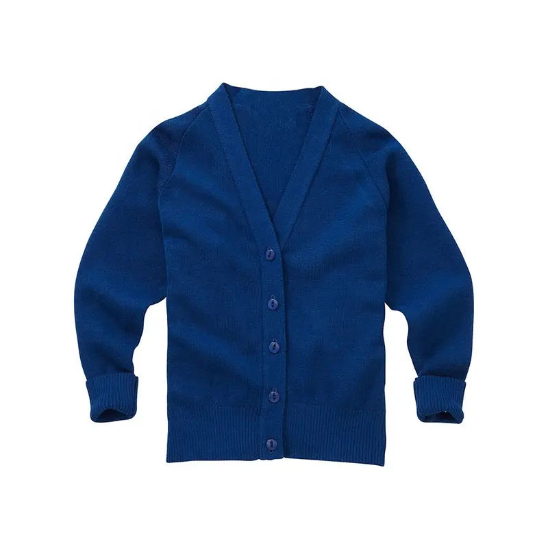 Primary School Cardigan V-neck 100%acrylic Long Sleeve Classical Cardigan school uniform Design Knitting School Cardigan