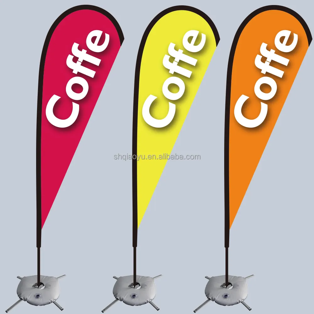 निविड़ अंधकार डबल पक्षों कस्टम प्रिंट उड़ान कॉफी की दुकान के लिए अश्रु झंडा बैनर