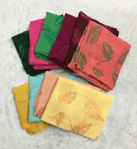 中国浙江義烏アラブイスラムホットデザイナー女性ヘッドラップショールきらめき刺繍スパンコール葉供給綿ヒジャーブスカーフ