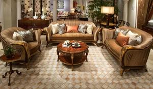 Victorian Design กำมะหยี่ภาษาฝรั่งเศสคำสไตล์ Rococo ไม้แกะสลักโซฟาชุดห้องนั่งเล่นเฟอร์นิเจอร์ BF08-YS004