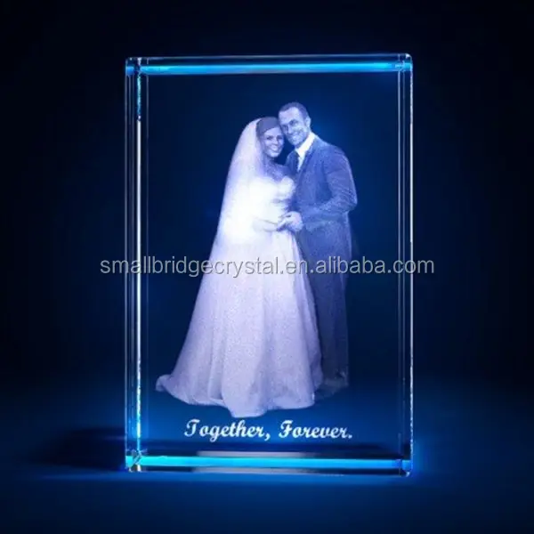 3D quadro da foto do aniversário de casamento de cristal do laser