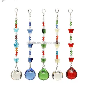 Hoge Kwaliteit Sieraden Vlinder Opknoping Glazen Bal Hanger Vakantie Cadeau Kristal Kralen Gordijn Voor Thuis Decoratie