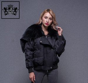 Plus la taille col de fourrure manteau chaud court dame femmes blouson avec duvet de canard <span class=keywords><strong>plume</strong></span> doublure - Product Image 5