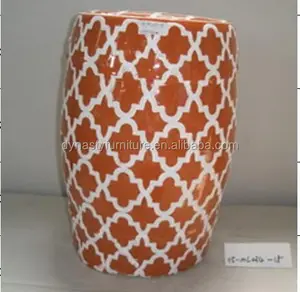 Chinese orange ceramic garden porcelain stool