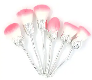 Novelty Design 6Pcs Rose Shaped Makeup Blush Multicolored Rose Brushes Set