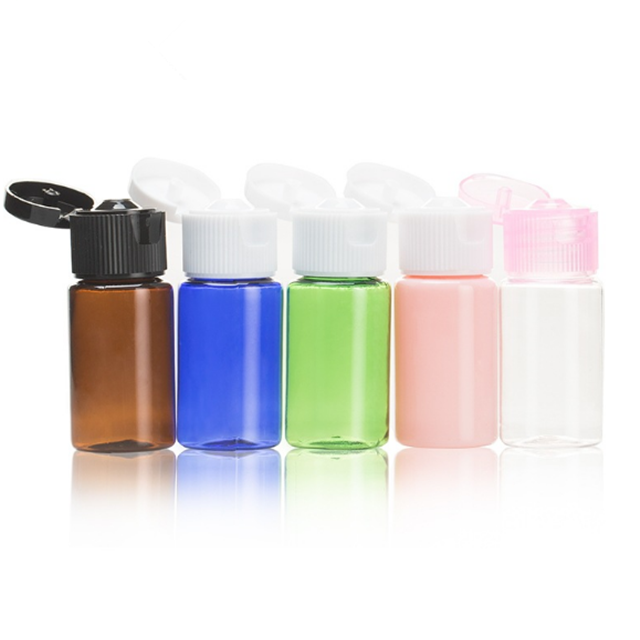 10 ml ámbar Rosa verde plástico recargable botella de aceite esencial del Perfume blanco tapa Flip Top, viaje botella recargable