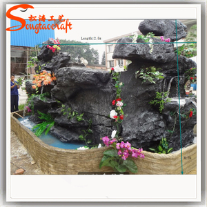 <span class=keywords><strong>Fontaine</strong></span> de jardin <span class=keywords><strong>Bouddha</strong></span> en roche artificielle en fibre de verre noire, styles personnalisés - Product Image 2