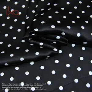 Heavy Silk Duchess Satin Pure Charmeuse Black and White Two Tone Satin Silk Fabric Polka Dot