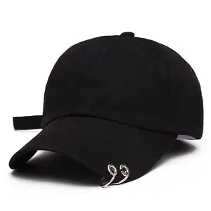 custom black dance men 6 panels low profile unstructured plain youth baseball cap with rings