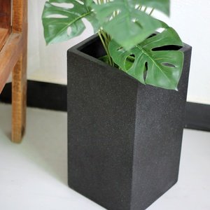 Design moderno di forma quadrata di altezza di <span class=keywords><strong>cemento</strong></span> a mano pennello vaso di fiori con vernice nera per la casa decorazione del giardino - Product Image 3