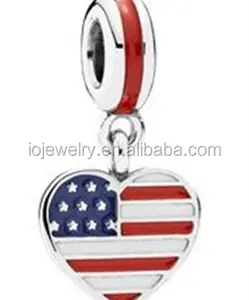 US heart flag with blue red and white enamel custom enamel charms