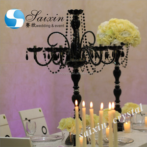 ZT-180 Wholesale Wedding Centerpiece Crystal <strong>Black</strong> <strong>Candelabra</strong> - Product Image 1