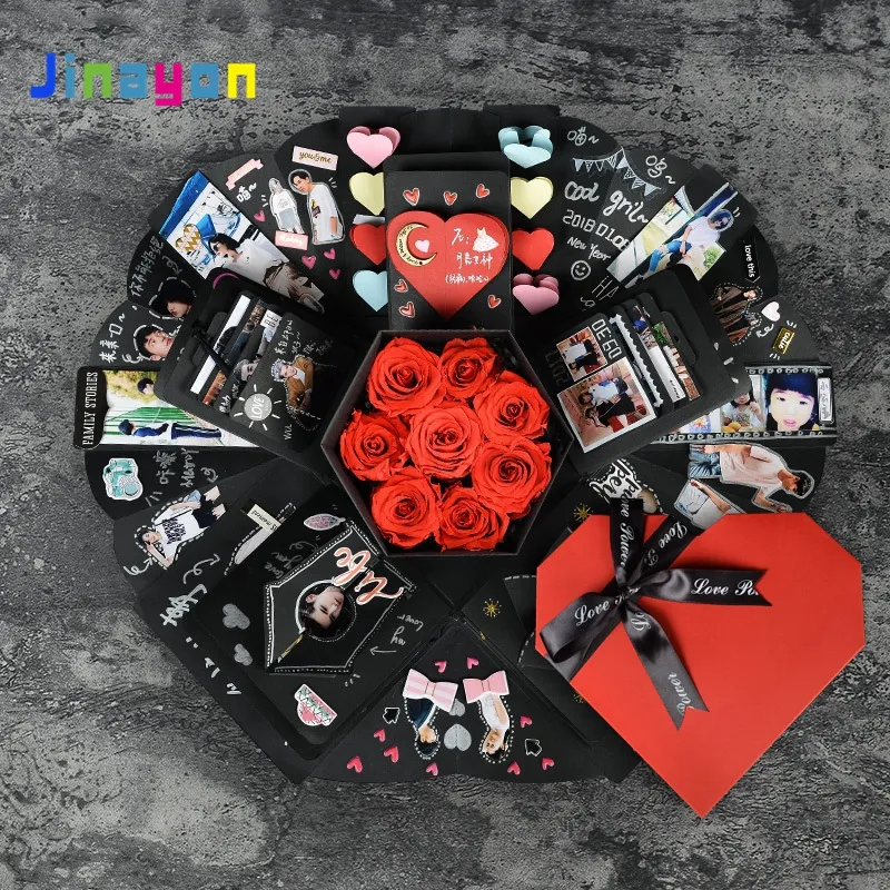 Jinayon กล่องระเบิดอัลบั้มรูปแฮนด์เมด DIY รูปหัวใจ,ใหม่ปี2019สำหรับวันเกิด/วันวาเลนไทน์/วันคริสต์มาส