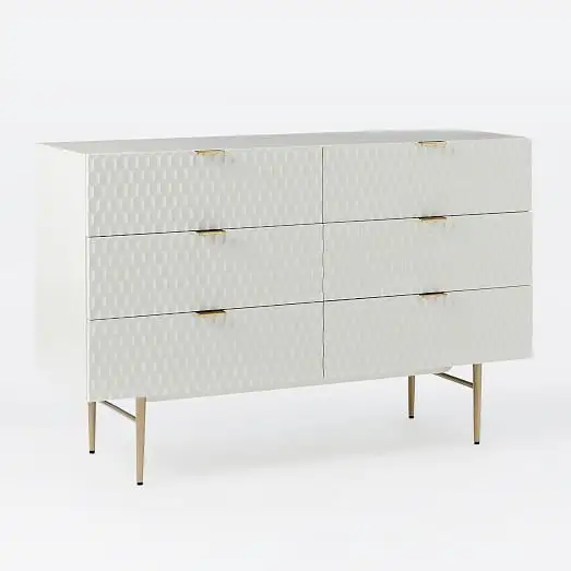 High gloss furniture white 6 drawers cabinet double dresser