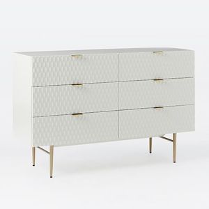 Armoire à <span class=keywords><strong>6</strong></span> <span class=keywords><strong>tiroirs</strong></span> avec <span class=keywords><strong>commode</strong></span> <span class=keywords><strong>double</strong></span>, meuble robuste et brillant, couleur blanche - Product Image 1