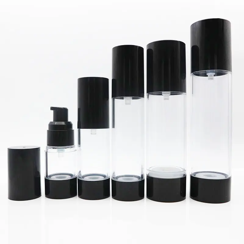 50ml Round plastic acrylic black airless pump bottle