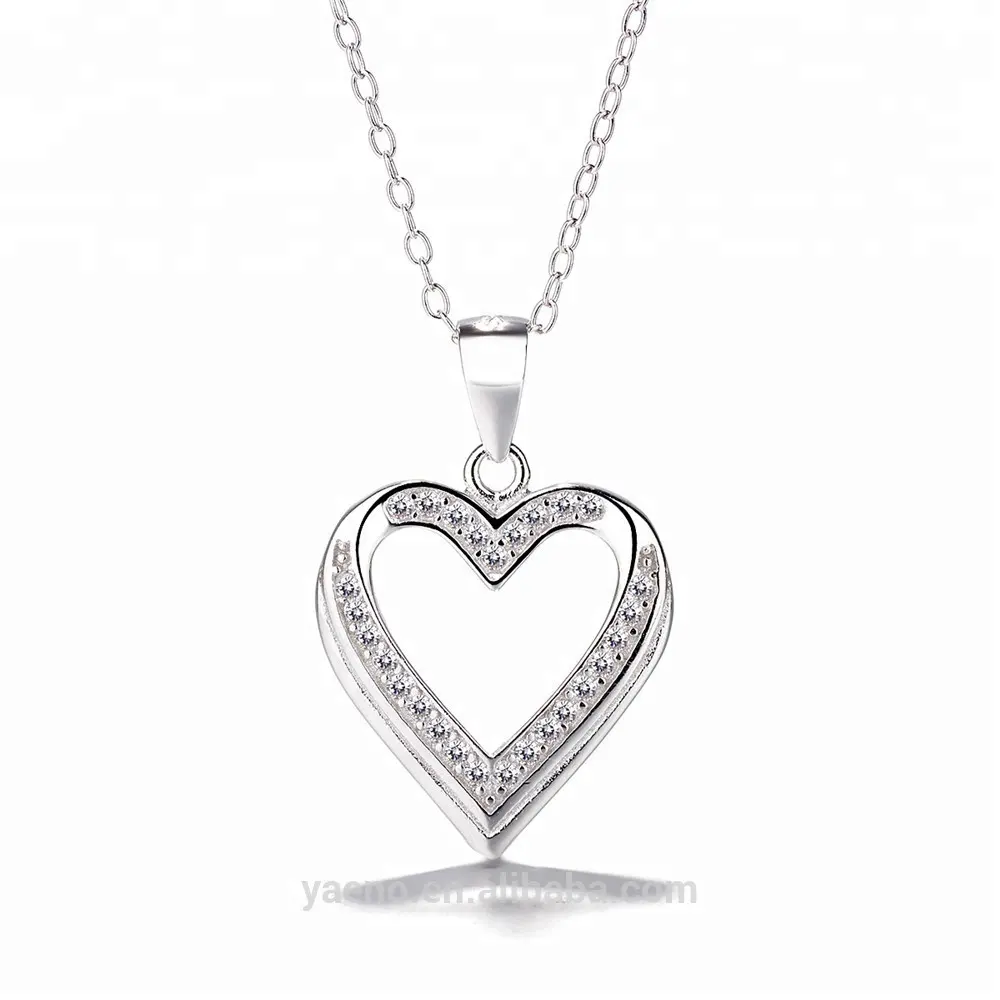 Discount Hot Sale Meilong Jewelry Factory Heart Pendant Necklace 925 Sterling Silver