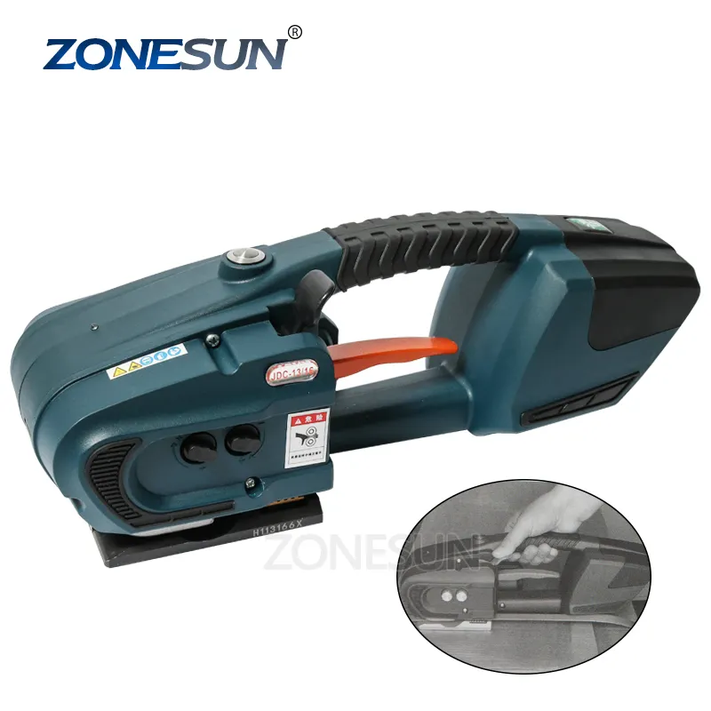 ZONESUN JDC 13mm-16mm 애완 동물 PP 플라스틱 달아서 기계 도구 배터리 전원 4.0A/12V 배터리 스트랩 기계