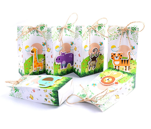 <span class=keywords><strong>Jungle</strong></span> Theme Party Favor Candy Cajas de papel Suministros para fiestas de cumpleaños Baby Shower Embalaje Cajas de regalo - Product Image 3