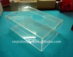 Caja de soporte de exhibición de ventas de <span class=keywords><strong>zapatos</strong></span> de acrílico Caja de exhibición de acrílico con base negra y elevadores dorados (hasta el tamaño 13) - Product Image 6
