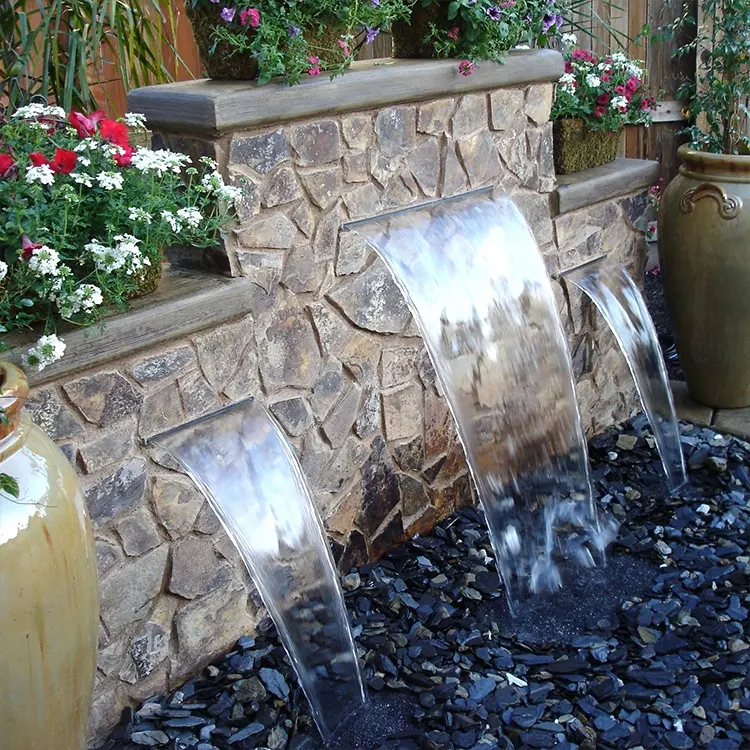 Achtertuin waterval rvs indoor water feature led waterval gordijn licht