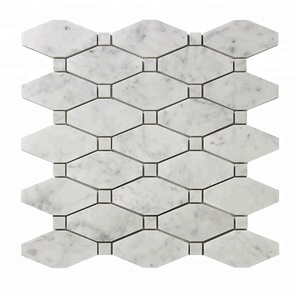 Carrelage mural de salle de bain <span class=keywords><strong>Douche</strong></span> plancher dosseret De Cuisine <span class=keywords><strong>Italienne</strong></span> en marbre Blanc Bianco Carrara Octave mosaïque - Product Image 1