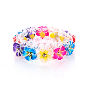 2018 nueva moda Estilo Hawaiano vibrante colorido flores acrílico cuentas Fimo Plumeria arcilla perlas pulseras - Product Image 1